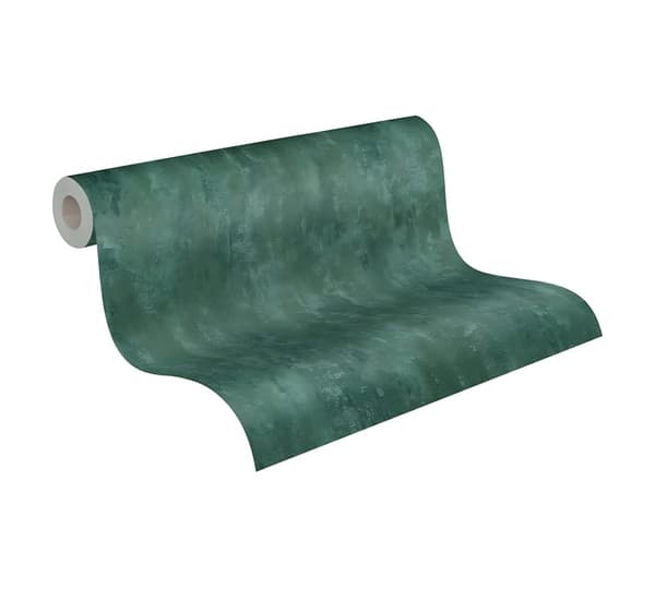 Non woven-tapet uni kulör Profhome 380444-GU lätt texturerad metallisk effekt färg grön 5,33 m2