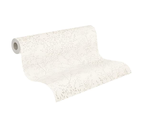 Ikke-vævet tapet blomster Profhome 381001-gu lidt tekstureret blank mønster mat baggrund färg hvid 5,33 m2