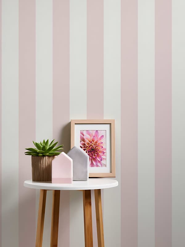 Non woven-tapet traditionell Profhome 381013-GU lätt texturerad matt färg rosa vit 5,33 m2