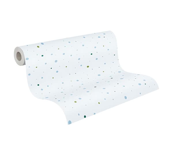 Non woven-tapet geometrisk Profhome 381161-GU lätt texturerad matt färg blå vit grön 5,33 m2