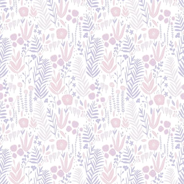 Non woven-tapet barn tapet Profhome 381181-GU lätt texturerad matt färg vit rosa violett beige 5,33 m2