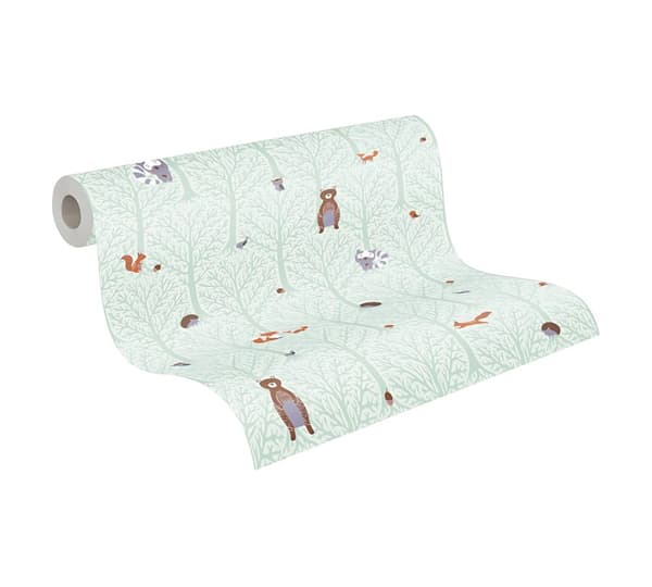 Non woven-tapet skog Profhome 381192-GU lätt texturerad matt färg grön brun orange grå 5,33 m2