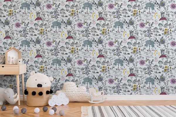 Non woven-tapet barn tapet Profhome 381201-GU lätt texturerad matt färg svart vit gul blå 5,33 m2