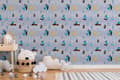 Miniatyrbild 4 av 5: Non woven-tapet djur mönster Profhome 381211-GU lätt texturerad matt färg blå gul brun svart 5,33 m2