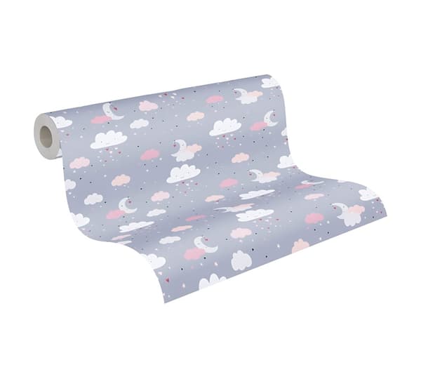 Non woven-tapet natur Profhome 381251-GU lätt texturerad matt färg grå rosa beige vit 5,33 m2