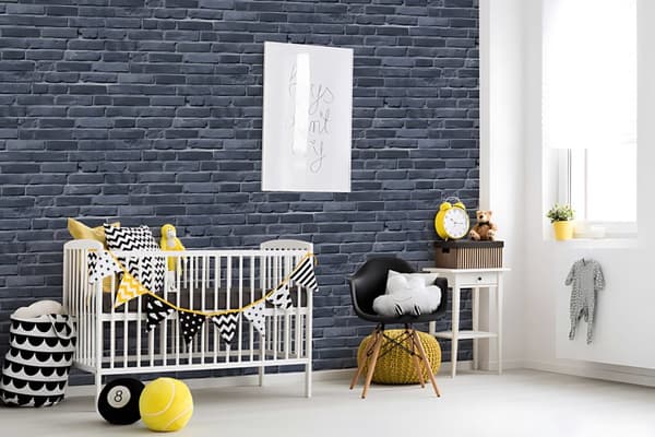 Non woven-tapet barn tapet Profhome 381331-GU lätt texturerad matt färg svart grå 5,33 m2