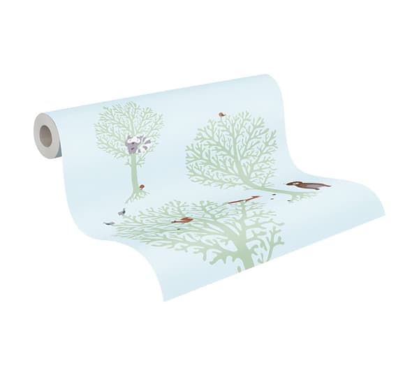Non woven-tapet skog Profhome 381342-GU lätt texturerad matt färg grön brun grå vit 5,33 m2