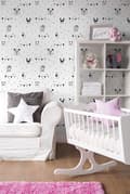 Miniatyrbild 4 av 5: Non woven-tapet djur mönster Profhome 381382-GU lätt texturerad matt färg svart vit 5,33 m2