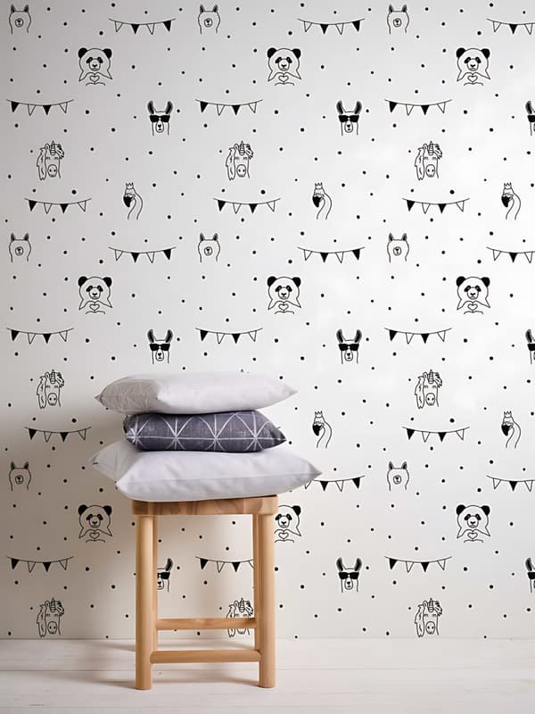 Non woven-tapet djur mönster Profhome 381382-GU lätt texturerad matt färg svart vit 5,33 m2