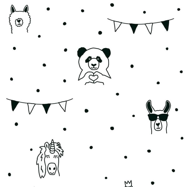 Non woven-tapet djur mönster Profhome 381382-GU lätt texturerad matt färg svart vit 5,33 m2