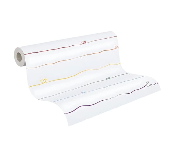 Non woven-tapet barn tapet Profhome 381401-GU lätt texturerad matt färg vit gul orange röd blå 5,33 m2