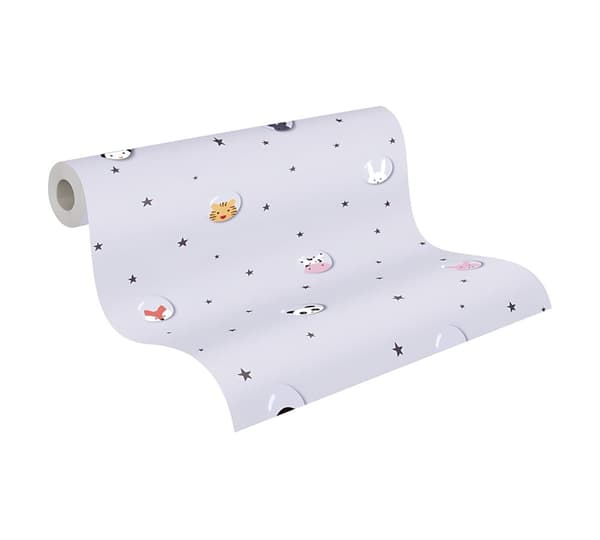 Non woven-tapet djur mönster Profhome 381431-GU lätt texturerad matt färg grå vit gul svart 5,33 m2