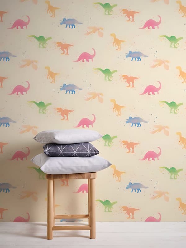 Non woven-tapet djur mönster Profhome 381461-GU lätt texturerad matt färg beige grön rosa blå 5,33 m2