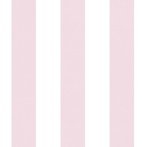 Non woven-tapet ränder Profhome 381482-GU lätt texturerad matt färg rosa vit 5,33 m2