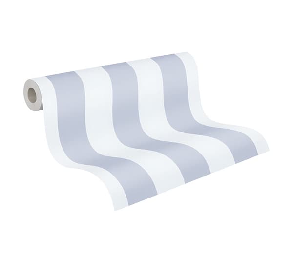 Non woven-tapet ränder Profhome 381483-GU lätt texturerad matt färg grå vit 5,33 m2