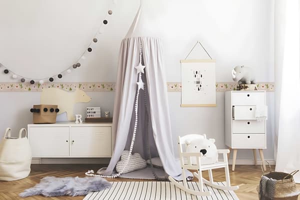 Kant barn tapet Profhome 403728-GU lätt texturerad matt färg beige grön röd gul 0,75 m2