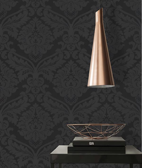 Övermålningsbar tapet ornament Profhome 552631-GU lätt texturerad matt färg svart 5,33 m2