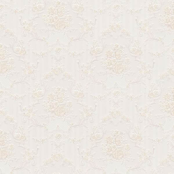 Papir tapet ornament Profhome 765772-gu lidt tekstureret mat färg beige grå hvid 5,33 m2