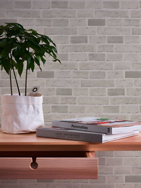 Papperstapet sten utseende Profhome 779830-GU lätt texturerad matt färg grädde beige 5,33 m2