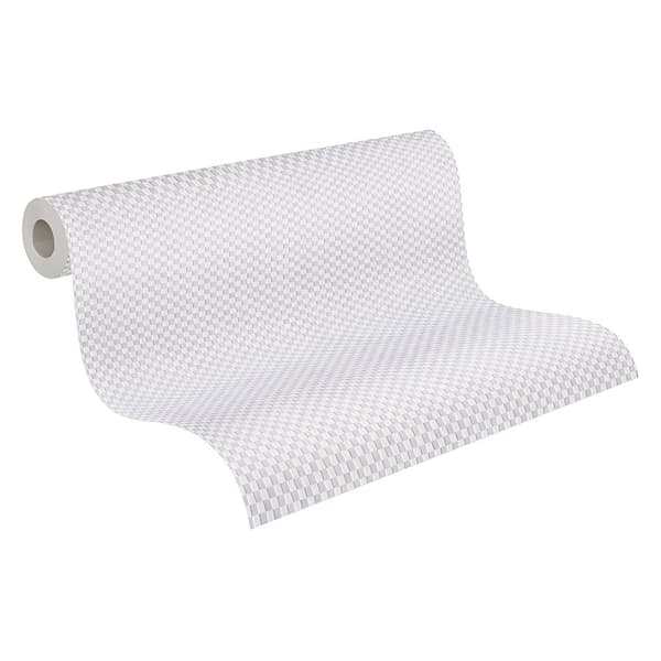 Övermålningsbar tapet geometrisk Profhome 934661-GU texturerad matt färg vit 26,5 m2