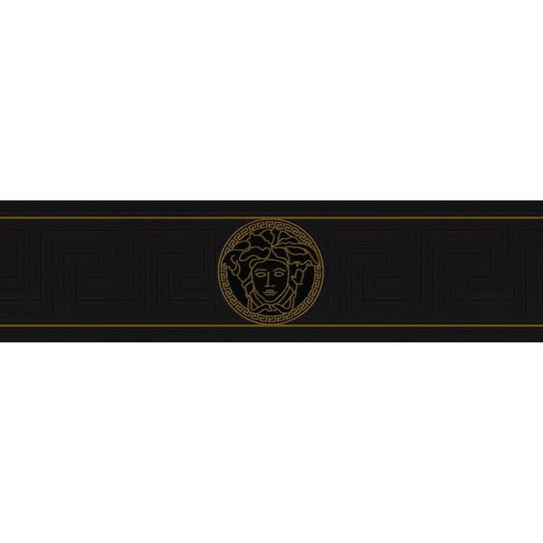 Tapetbort ornament Profhome 935224-gu lidt tekstureret blank färg sort guld 0,65 m2