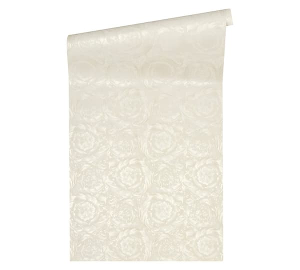 Non woven-tapet barock Profhome 935832-GU texturerad glansigt mönster matt bakgrund färg grädde silver 7,04 m2