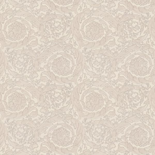 Non woven-tapet barock Profhome 935835-GU texturerad glansigt mönster matt bakgrund färg silver grädde brun 7,04 m2