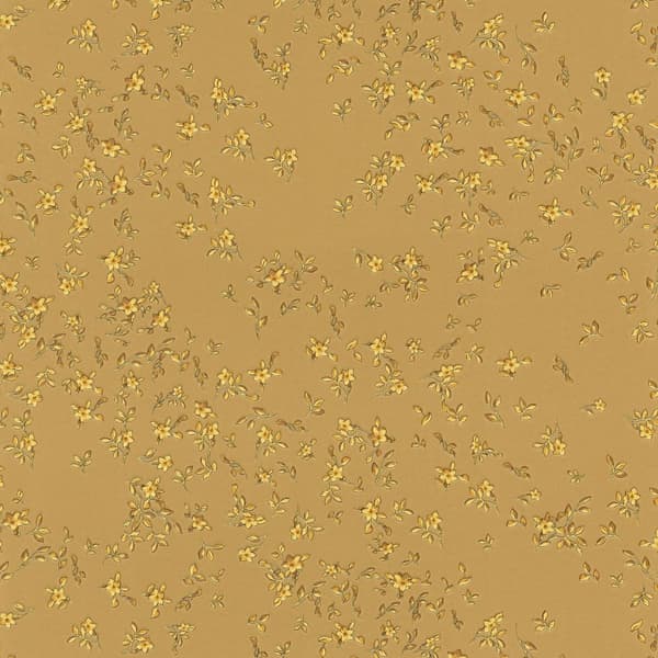 Non woven-tapet blomster Profhome 935853-GU lätt texturerad glansigt färg guld 7,04 m2