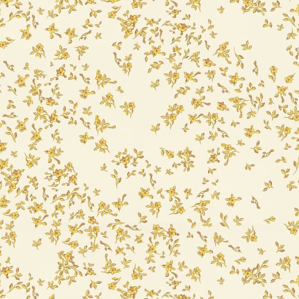 Ikke-vævet tapet blomster Profhome 935855-gu lidt tekstureret blank mønster mat baggrund färg gylden gul beige 7,04 m2