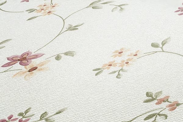 Ikke-vævet tapet blomster Profhome 937701-gu tekstureret mat färg hvid grøn creme antikke pink 5,33 m2