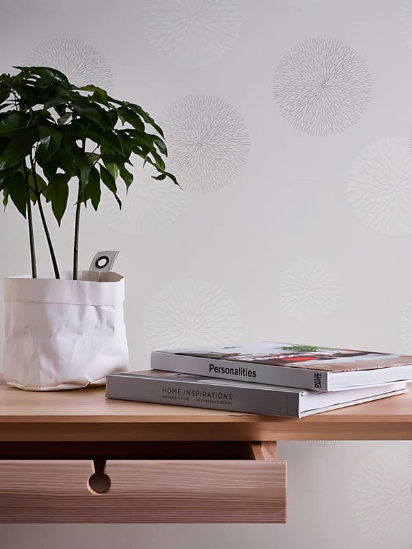 Non woven-tapet geometrisk Profhome 937922-GU lätt texturerad matt färg grädde vit 5,33 m2