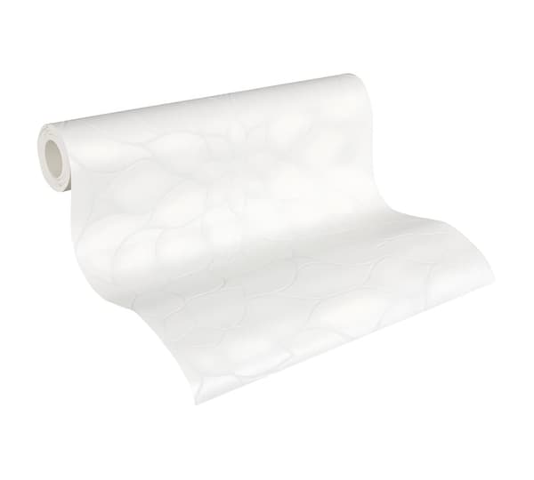 Övermålningsbar tapet blomster Profhome 950710-GU texturerad matt färg vit 5,33 m2