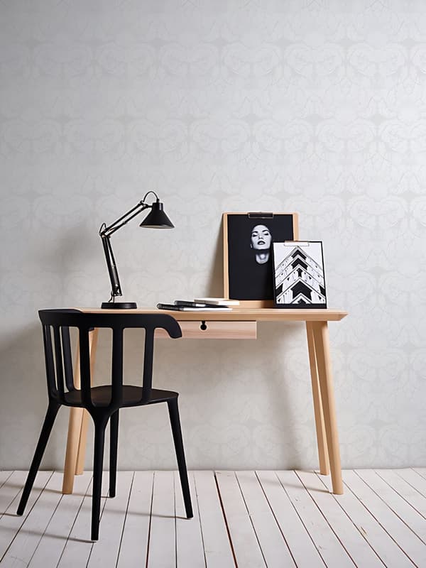Övermålningsbar tapet ornament Profhome 951361-GU texturerad matt färg vit 26,5 m2