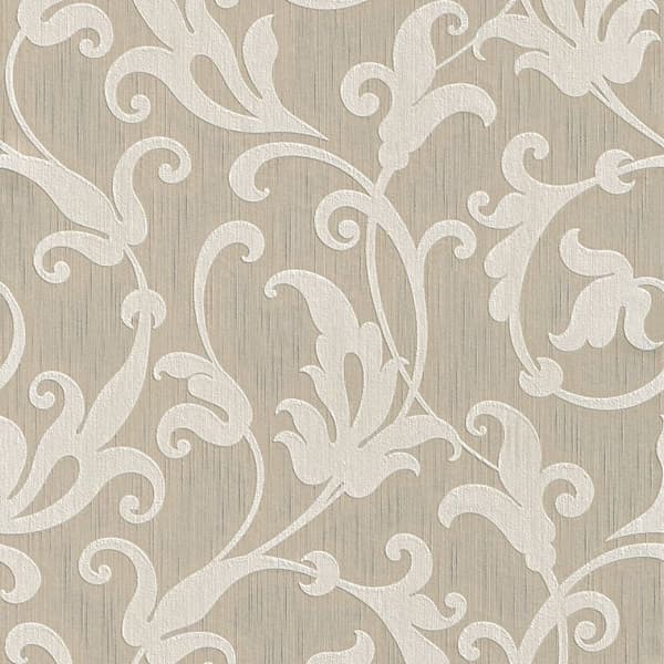 Textiltapet barock Profhome 954901-GU texturerad matt färg beige silver 5,33 m2