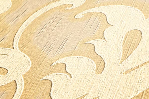 Textiltapet barock Profhome 954902-GU texturerad matt färg gul guld 5,33 m2