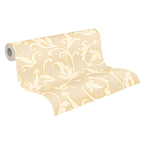Textiltapet barock Profhome 954902-GU texturerad matt färg gul guld 5,33 m2