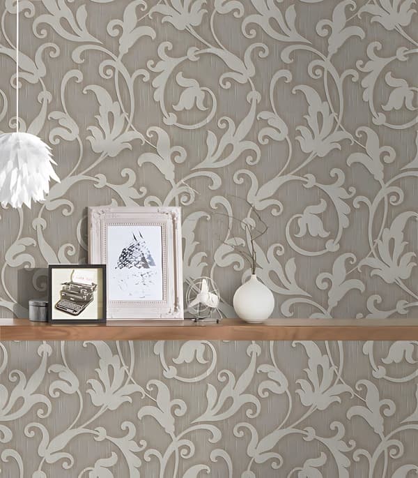 Textiltapet barock Profhome 954906-GU texturerad matt färg grå brun 5,33 m2