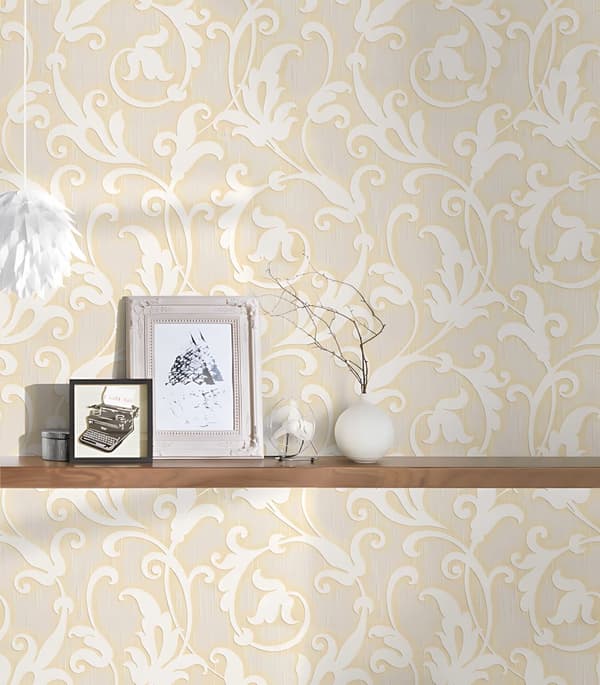 Tekstiltapet barok Profhome 954907-gu tekstureret mat färg fløde beige guld 5,33 m2