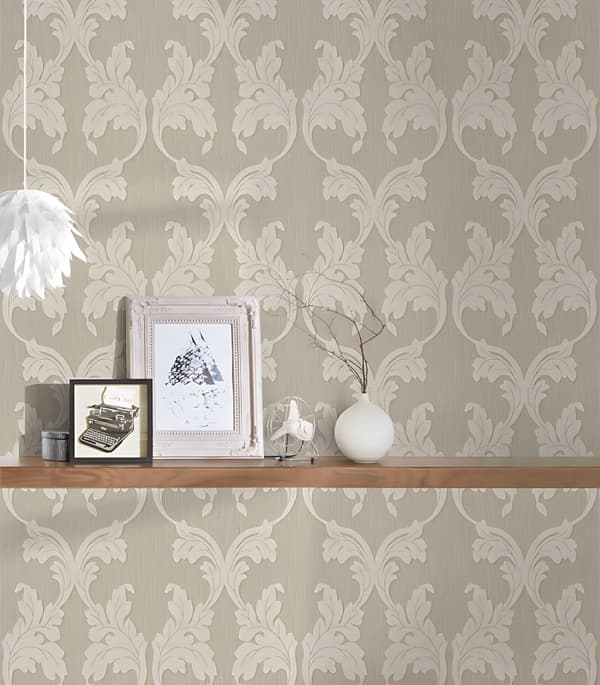Textiltapet barock Profhome 956281-GU texturerad matt färg beige 5,33 m2