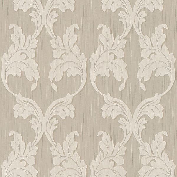 Textiltapet barock Profhome 956281-GU texturerad matt färg beige 5,33 m2