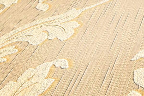 Textiltapet barock Profhome 956282-GU texturerad matt färg beige gul 5,33 m2