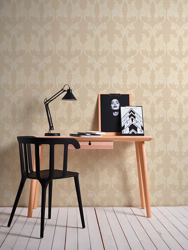 Textiltapet barock Profhome 956282-GU texturerad matt färg beige gul 5,33 m2