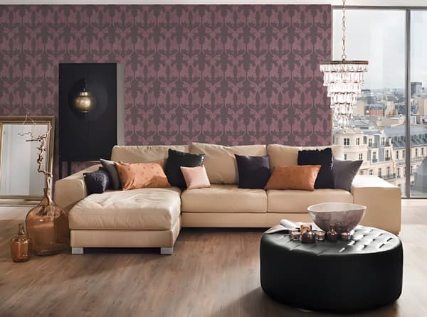 Tekstiltapet barok Profhome 956285-gu tekstureret mat färg violet 5,33 m2
