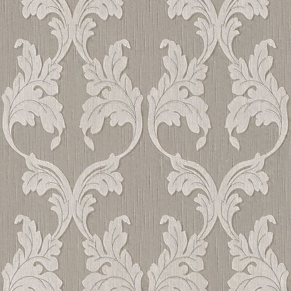 Textiltapet barock Profhome 956286-GU texturerad matt färg grå beige 5,33 m2