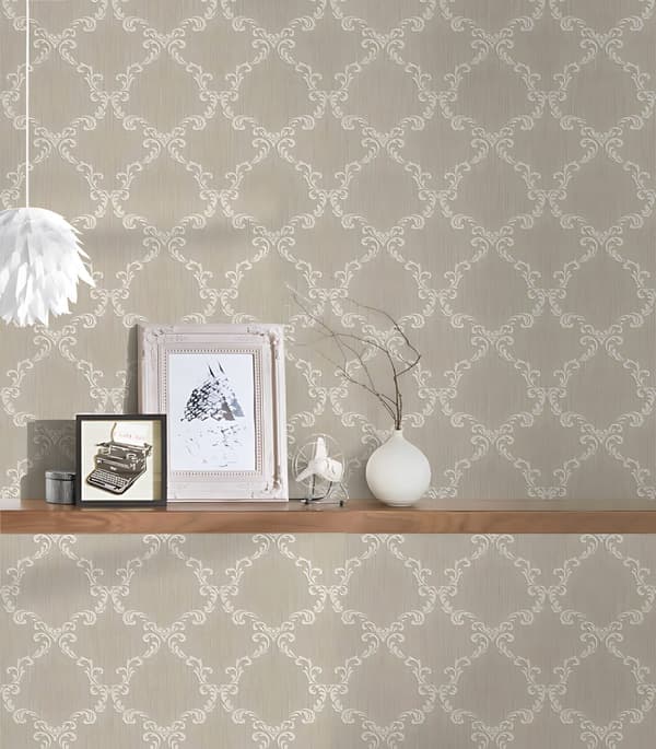 Textiltapet barock Profhome 956291-GU texturerad matt färg beige 5,33 m2