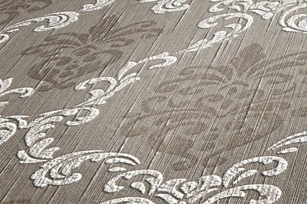 Textiltapet barock Profhome 956296-GU texturerad matt färg grå beige 5,33 m2