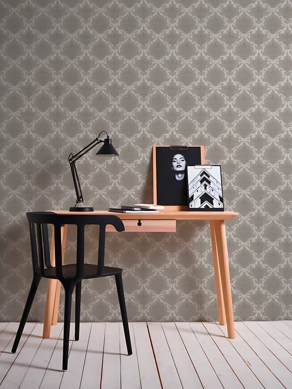 Textiltapet barock Profhome 956296-GU texturerad matt färg grå beige 5,33 m2