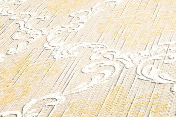 Tekstiltapet barok Profhome 956297-gu tekstureret mat färg fløde guld beige 5,33 m2