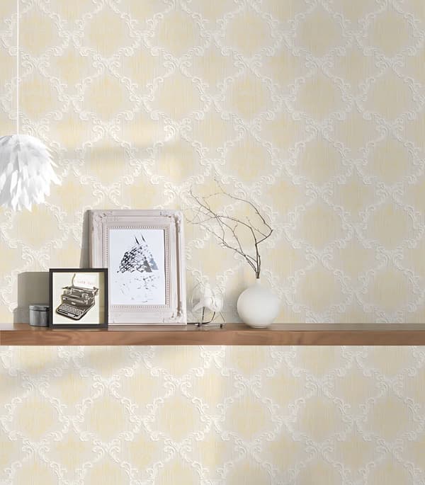 Tekstiltapet barok Profhome 956297-gu tekstureret mat färg fløde guld beige 5,33 m2