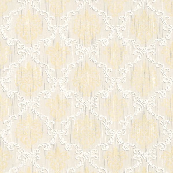 Tekstiltapet barok Profhome 956297-gu tekstureret mat färg fløde guld beige 5,33 m2